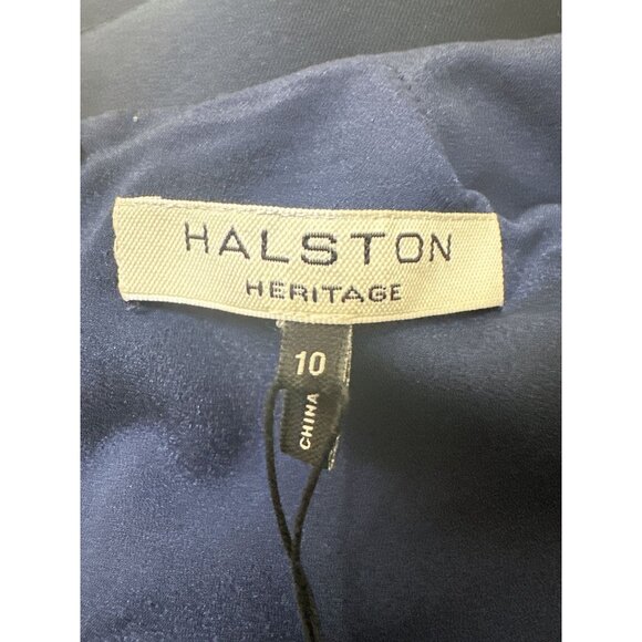 NWT Halston Heritage Navy Sleeveless w/Asymmetrical Neckline Dress Size 10 - Picture 7 of 10